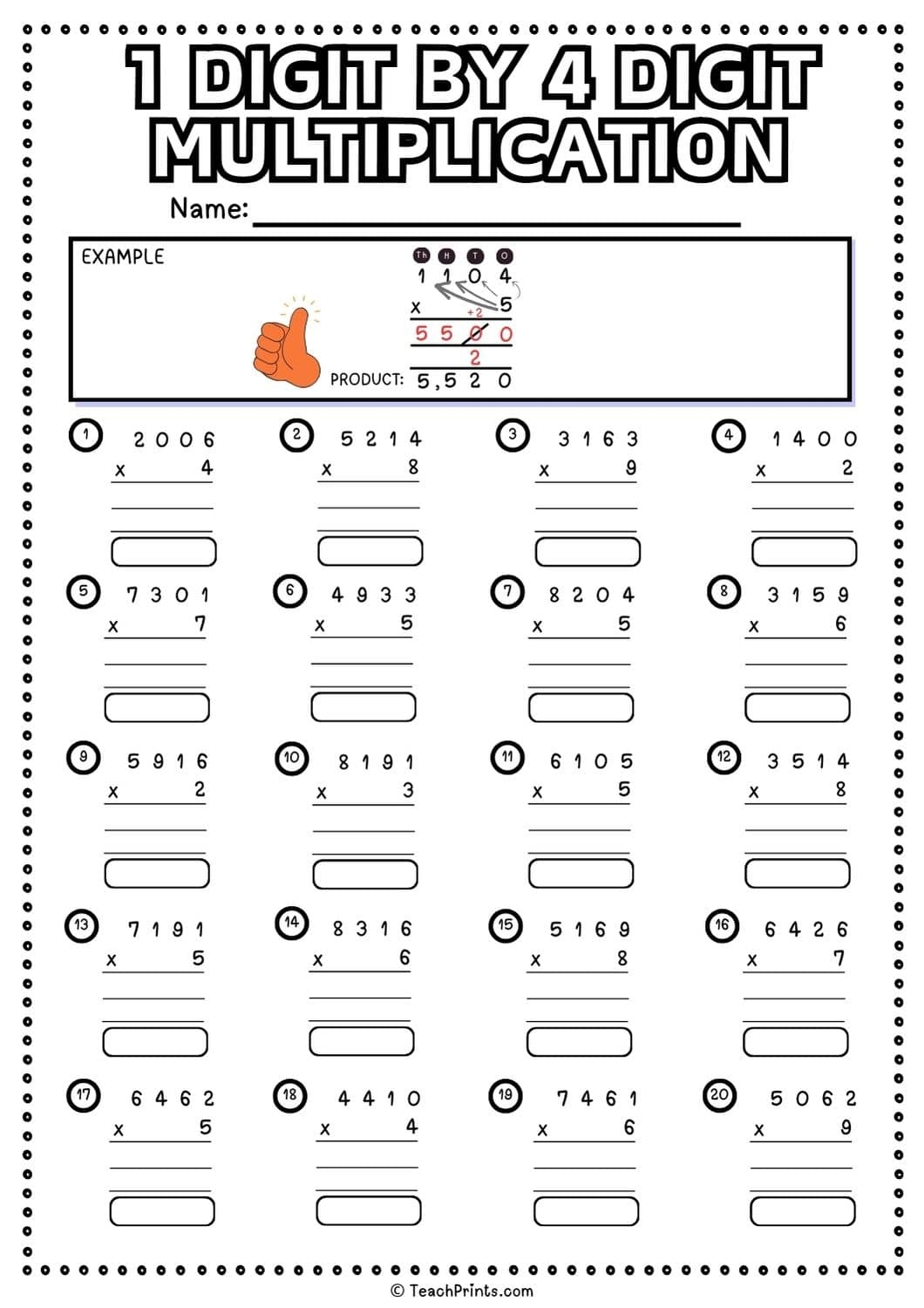 1 Digit By 4 Digit Multiplication Worksheets Teach Prints Winter 4 Digit By 1 Digit Multiplication Division Missing Numbers Worksheets Made By Teachers