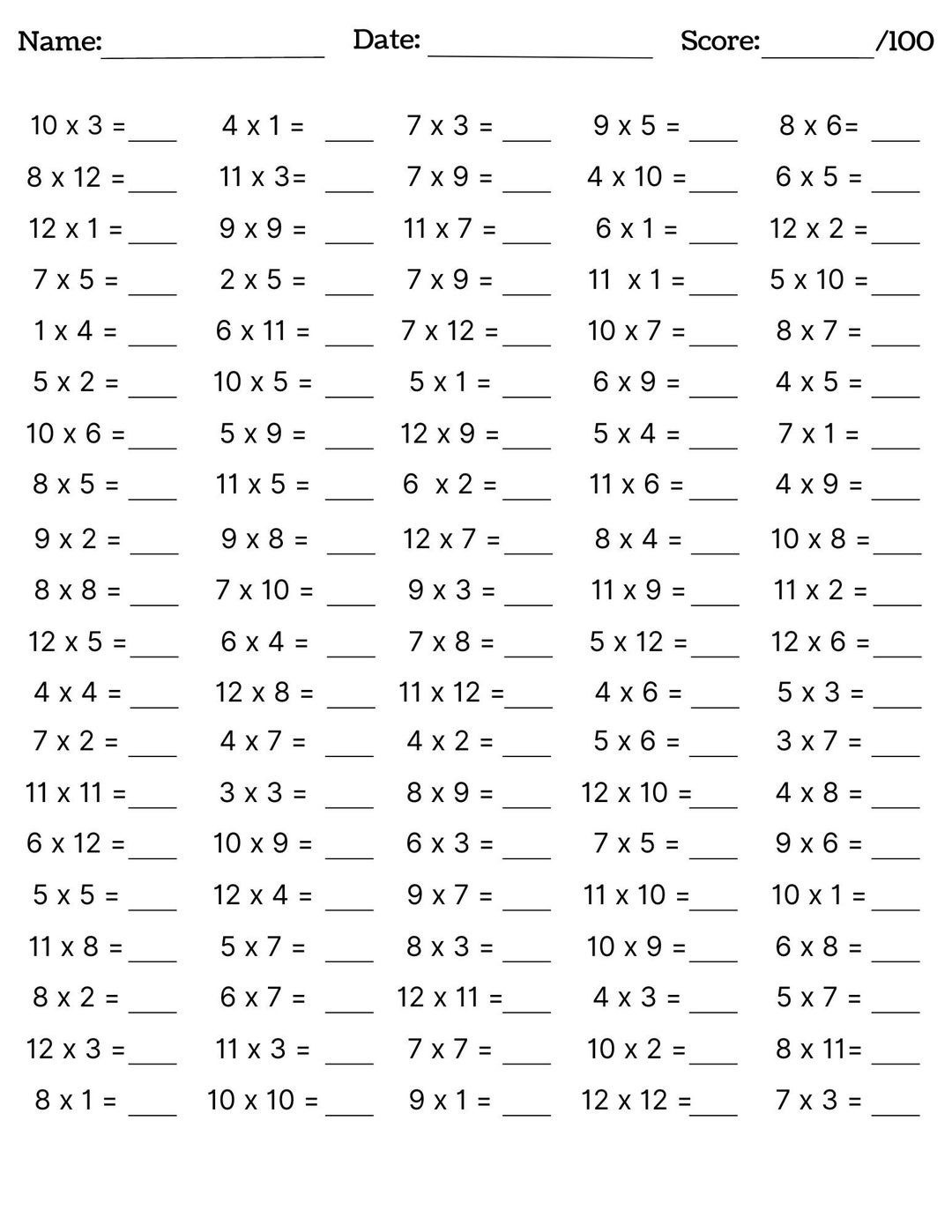10 Printable Multiplication Worksheets Fill In The Blanks Single Digit Multiplication Numbers 1 12 Maths Drills Answers Included Etsy 10 Printable Multiplication Worksheets Fill In The Blanks Single Digit Multiplication Numbers 1 12 Maths Drills Answers Included Etsy
