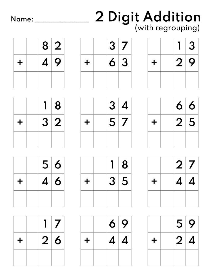 10 Printable Two Digit Addition Worksheets Double Digit Addition Worksheets 1st Grade 2nd Grade Made By Teachers 2 Digit Addition Worksheets