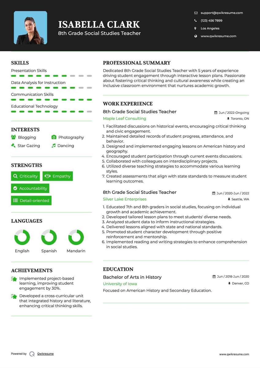10 Social Studies Teacher Resume Samples Templates For 2025