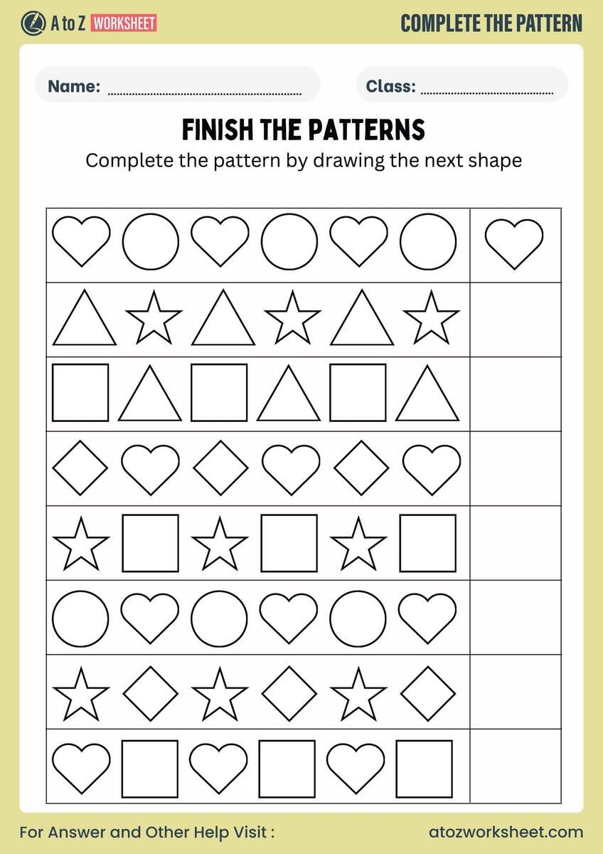 11 Free Pattern Worksheets For Kids A To Z Worksheet