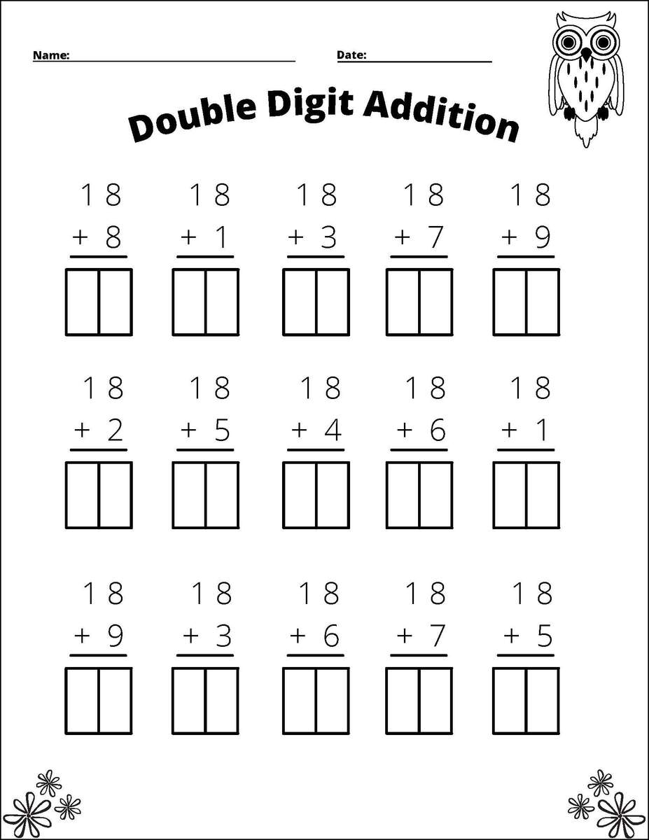 Two Digit Addition Without Regrouping Worksheets Etsy