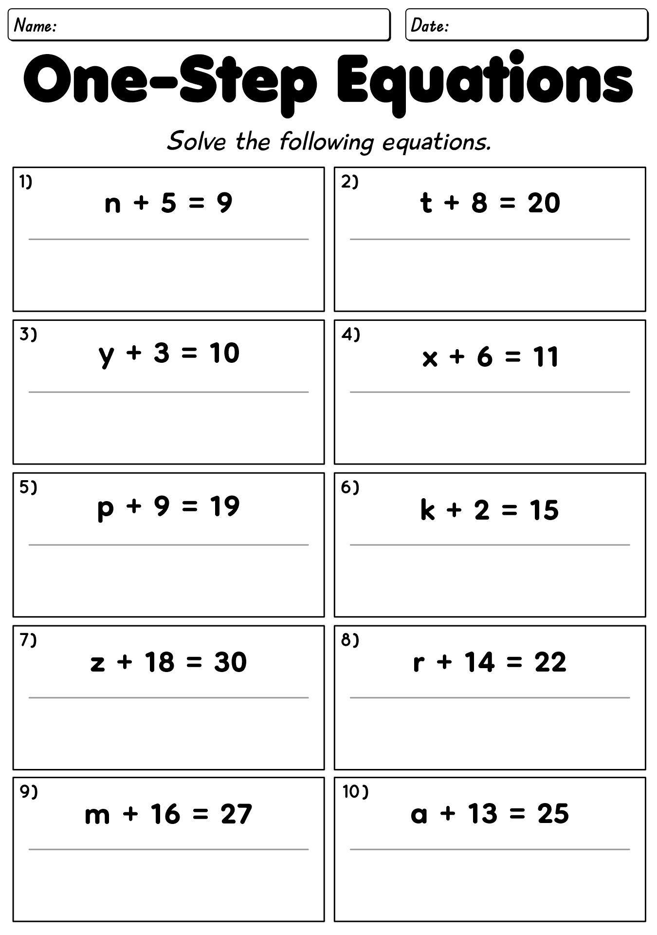 14 Solving One Step Equations Worksheets Free PDF At Worksheeto 14 Solving One Step Equations Worksheets Free PDF At Worksheeto