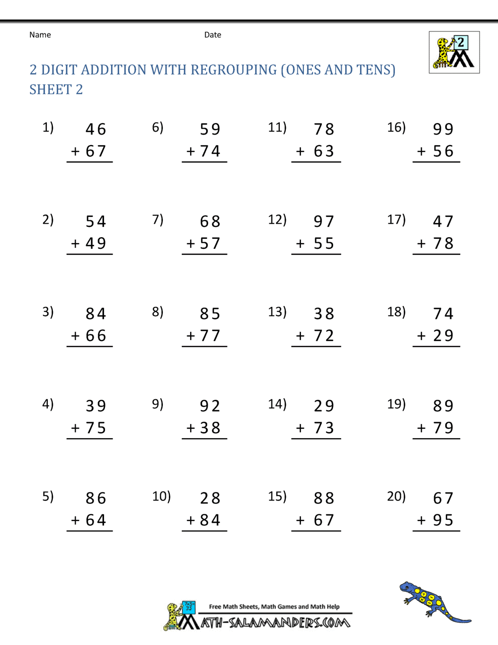 2 Digit Addition Worksheets 2 Digit Addition Worksheets