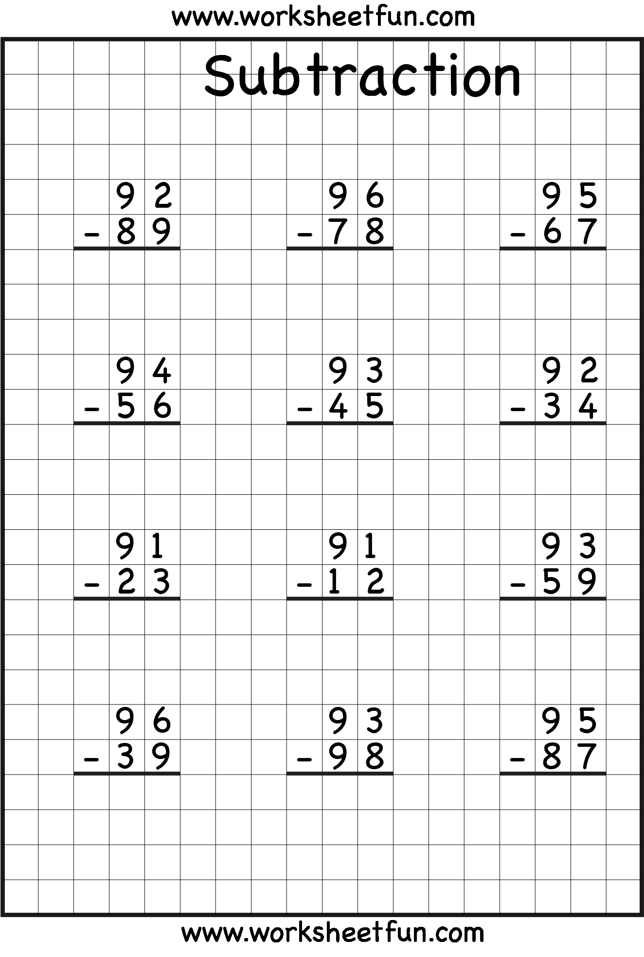 2 Digit Borrow Subtraction Regrouping 4 Worksheets FREE Worksheets Library