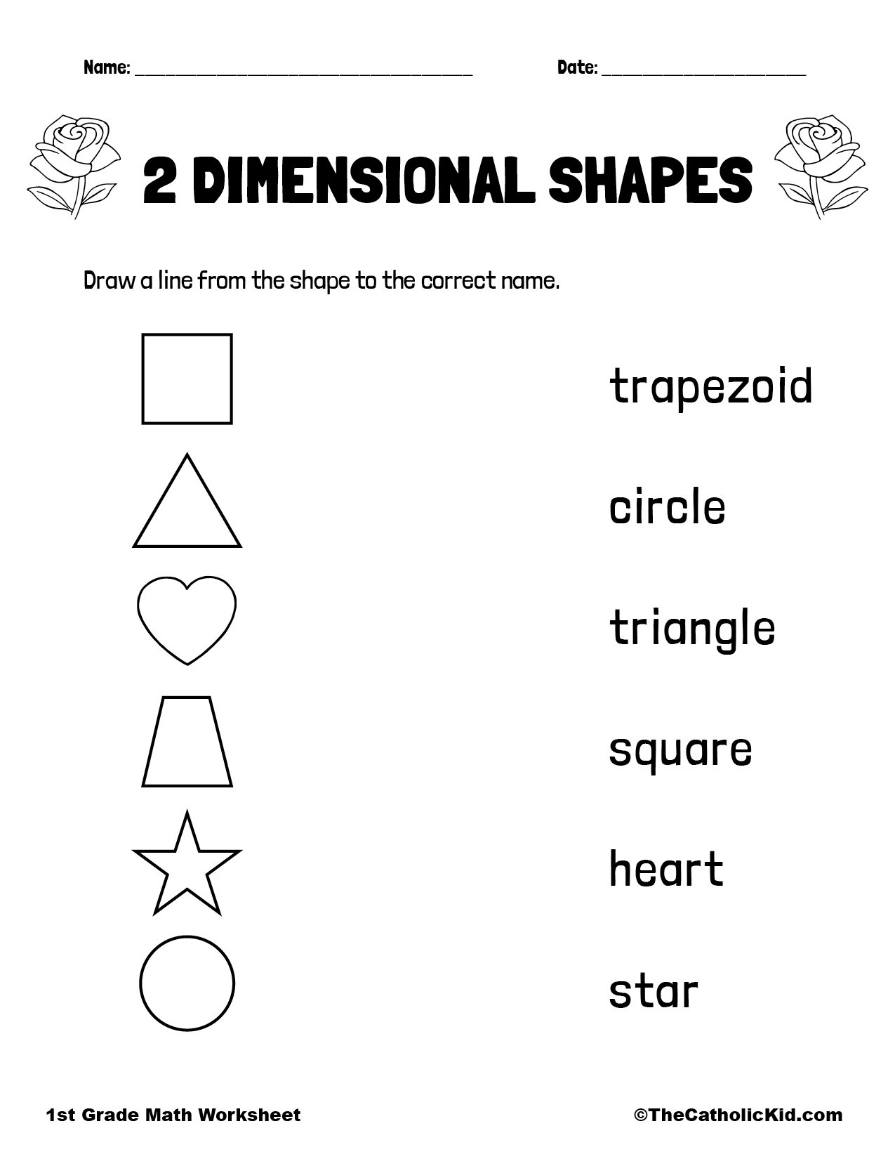 2 Dimensional Shapes TheCatholicKid 1st Grade Geometry Worksheets