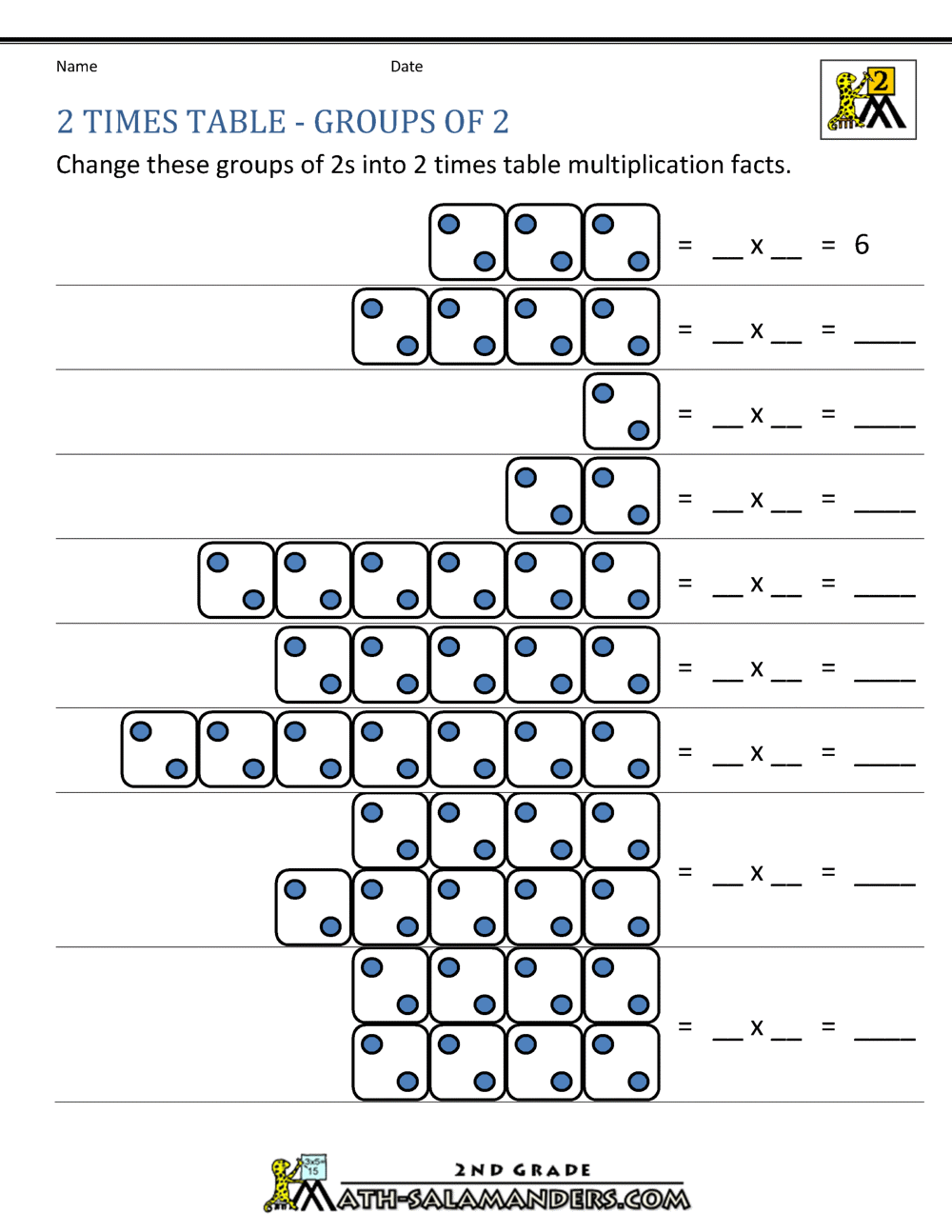 2 Times Table Worksheet Page
