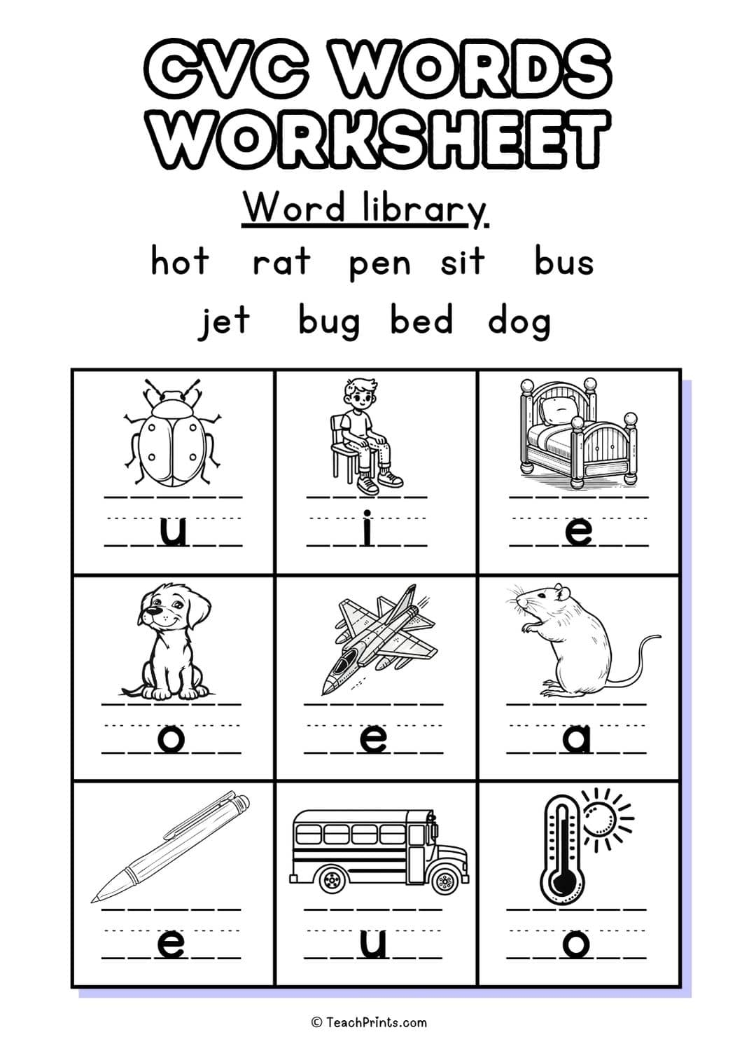 20 Free CVC Words Worksheets Teach Prints 20 Free CVC Words Worksheets Teach Prints