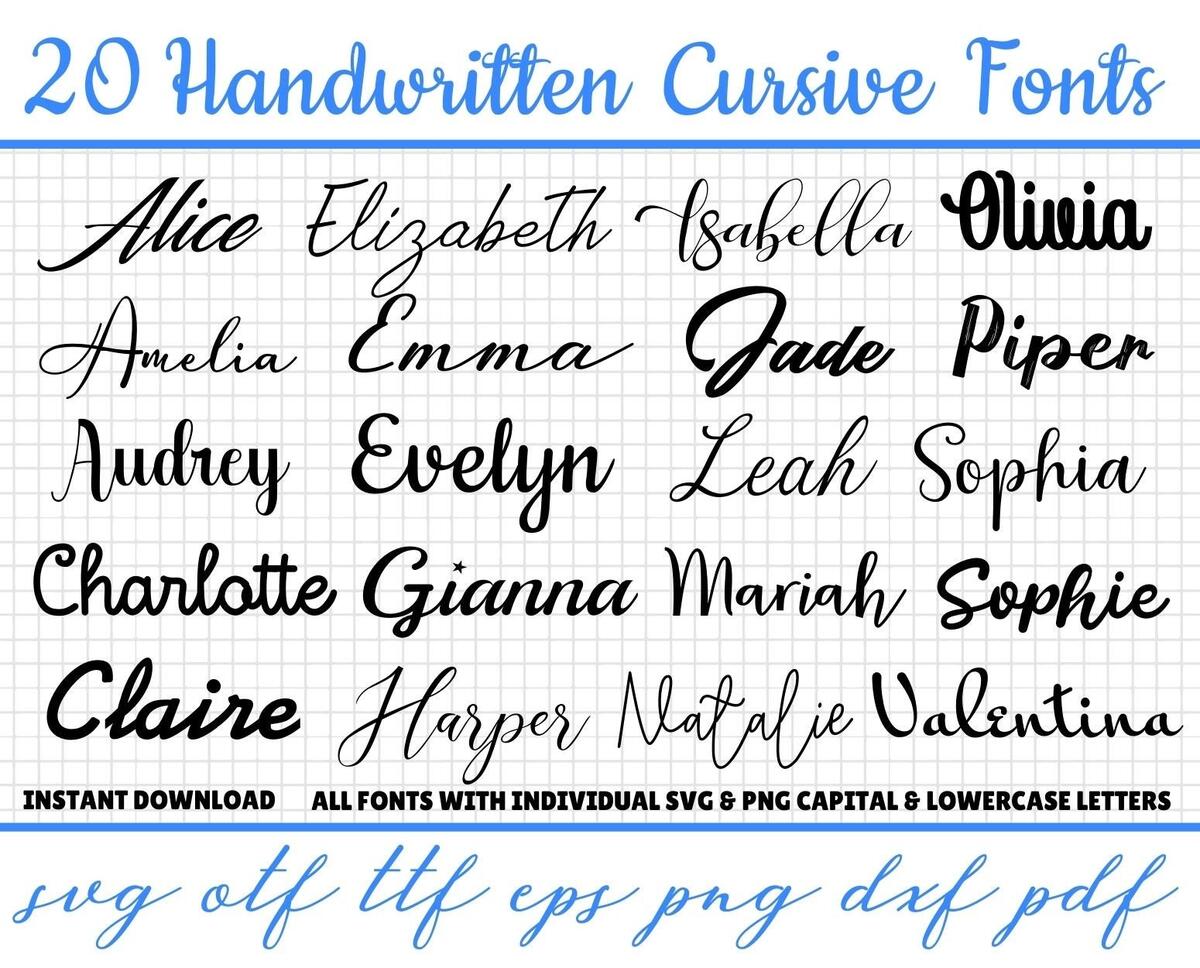 20 Handwritten Fonts Font Bundle Script Fonts Cursive Font Svg Svg Fonts Signature Fonts Cricut Fonts Wedding Font Svg Etsy Tattoo Font Bible Zensa Skin Care