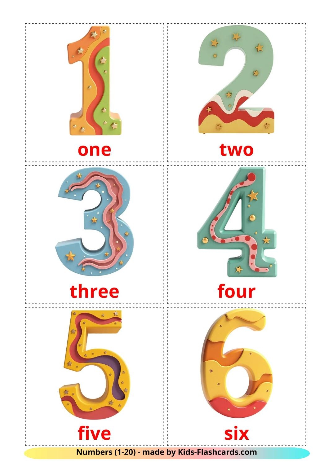20 Printable Numbers 1 20 Flashcards In English Free PDF