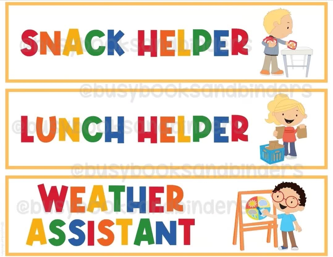 Editable Preschool Job Chart