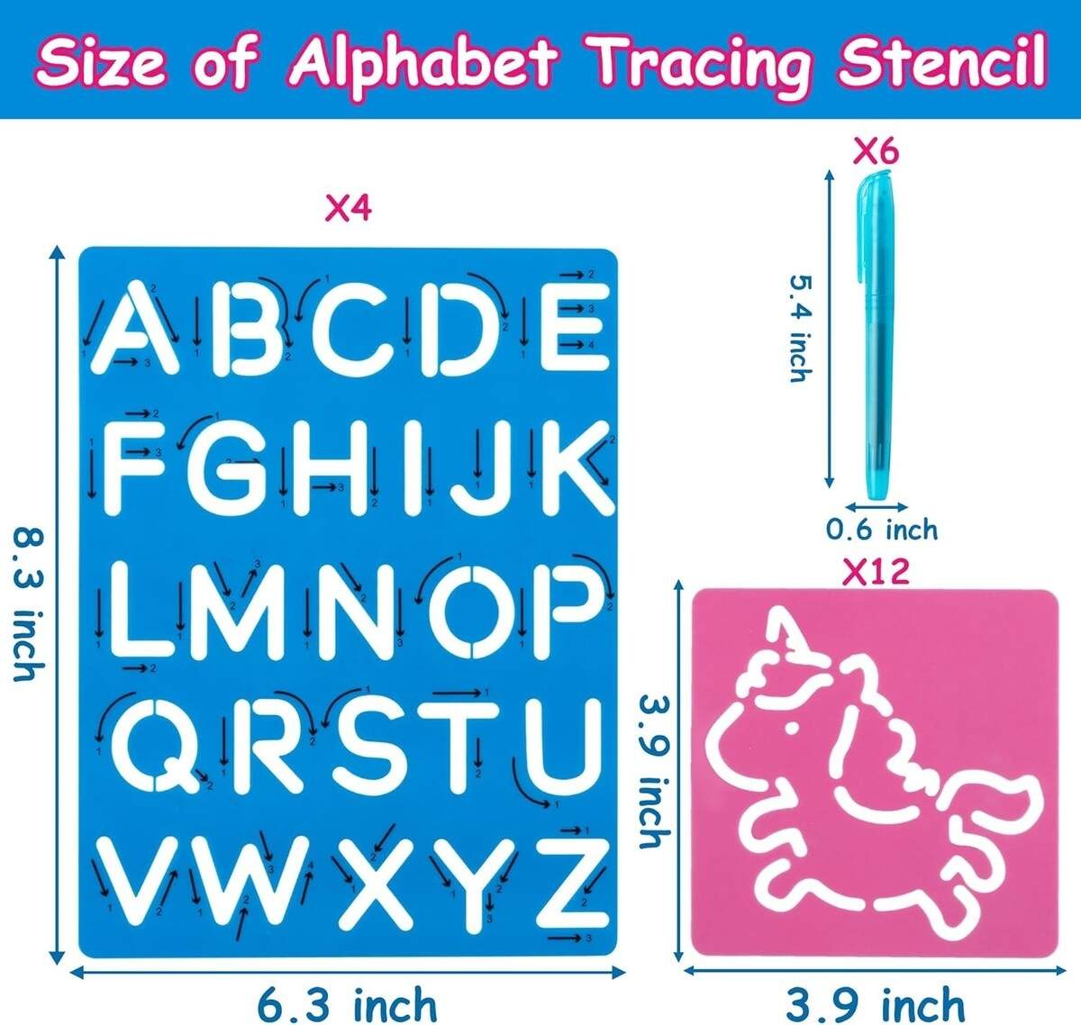 22Pcs Alphabet Tracing Stencil Set For Kids Drawing Stencils With Color EBay