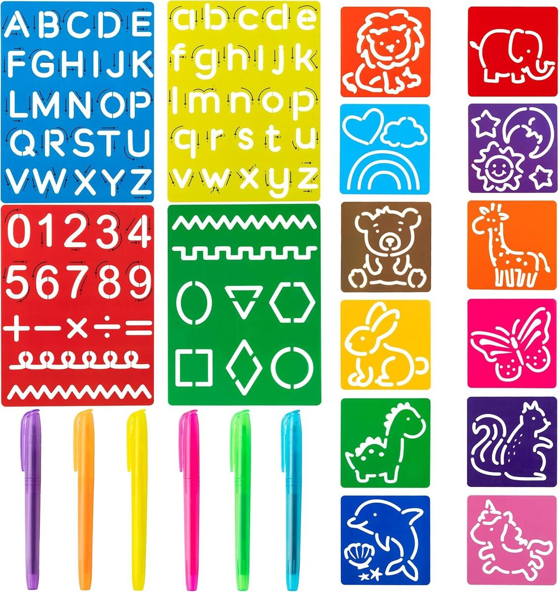 22Pcs Alphabet Tracing Stencil Set For Kids Drawing Stencils With Color EBay