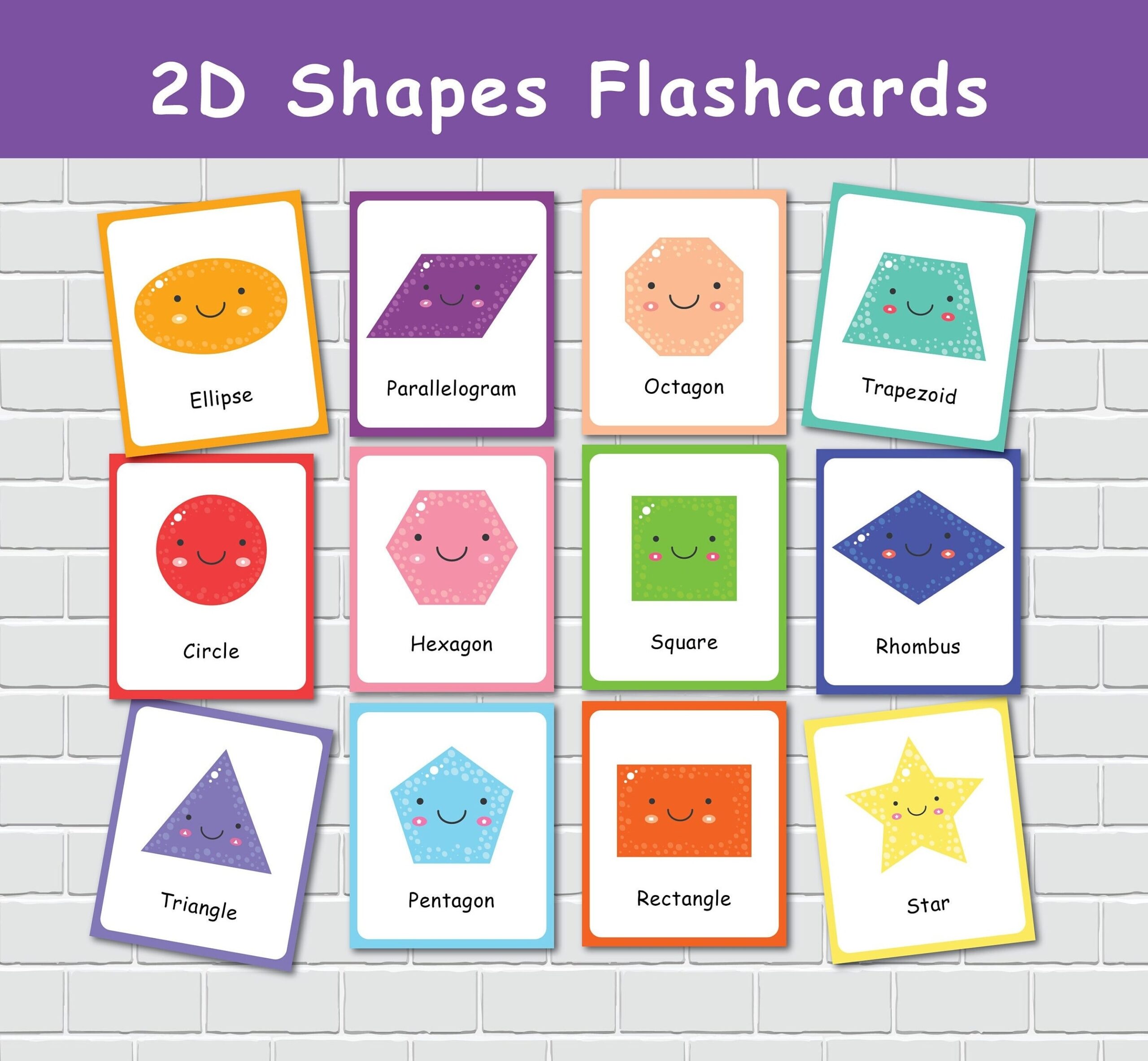 2D Shapes Flashcards 3 Part Flash Cards Geometric Shapes Montessori Printable Activity Classroom Material Nomenclature Cards Etsy