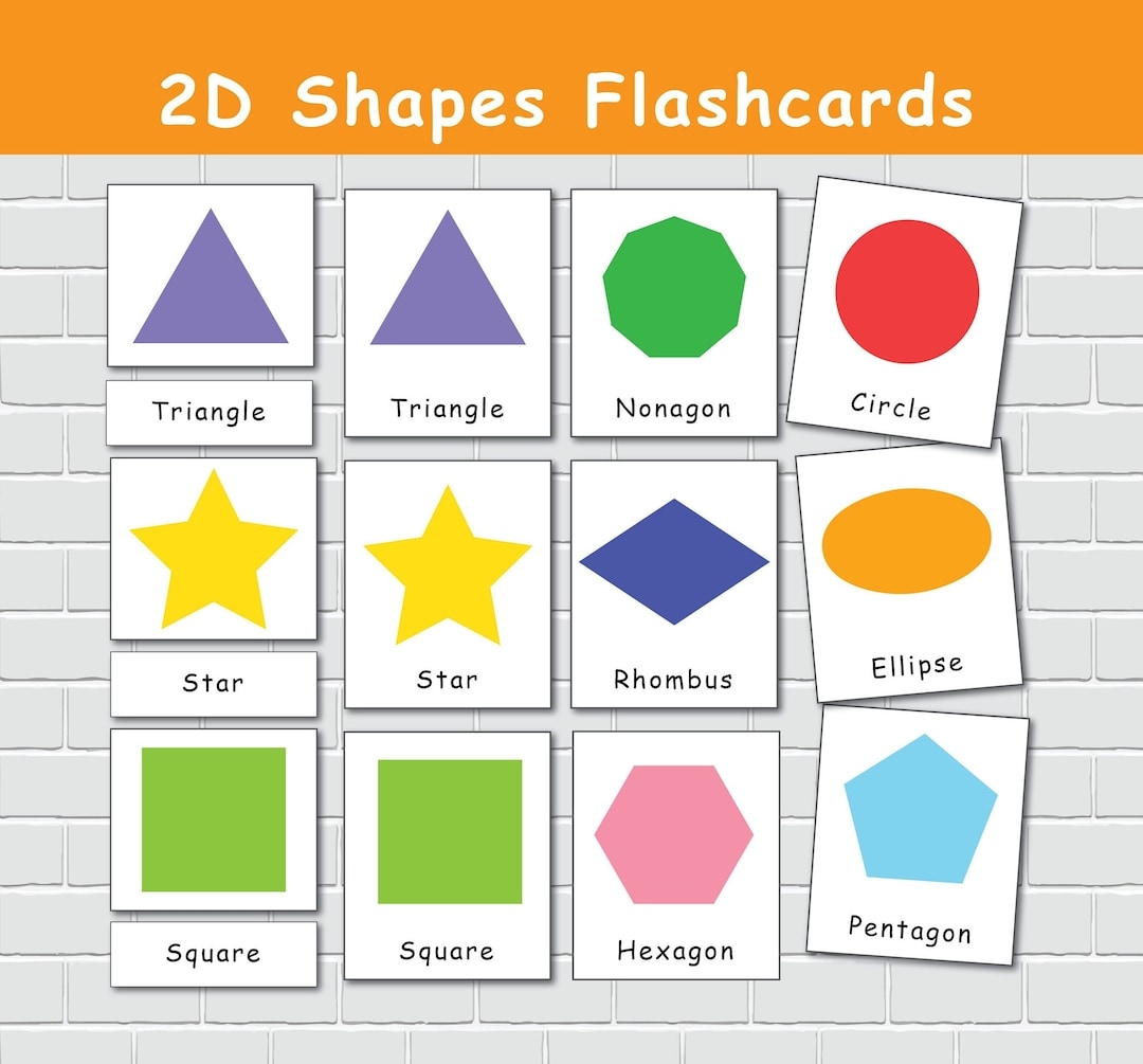 2D Shapes Flashcards 3 Part Flash Cards Geometric Shapes Montessori Printable Activity Classroom Material Nomenclature Cards Etsy
