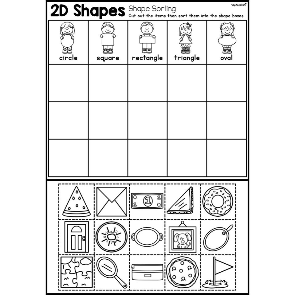 2D Shapes Real Life Shape Sorting Worksheet Top Teacher
