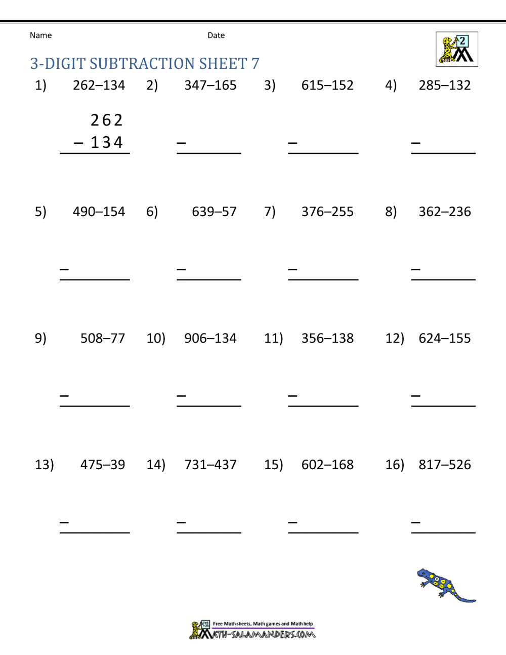Subtracting Horizontally Horizontal Subtraction Math Worksheets MathsDiary