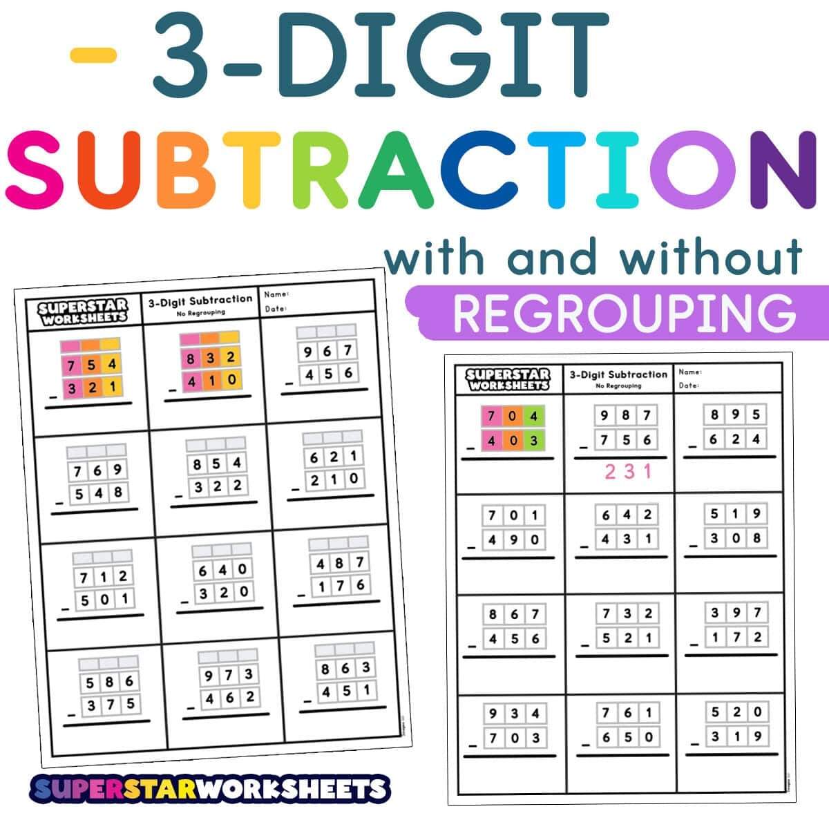 3 Digit Subtraction Worksheets Superstar Worksheets 3 Digit Subtraction Worksheets Superstar Worksheets