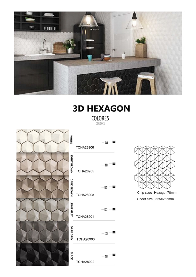 3d Tile Matte Hexagon Ceramic Mosaic Tile Longju Mosaic Professional Mosaic Tiles Factory Flooring Pool Tiles Home Decoration