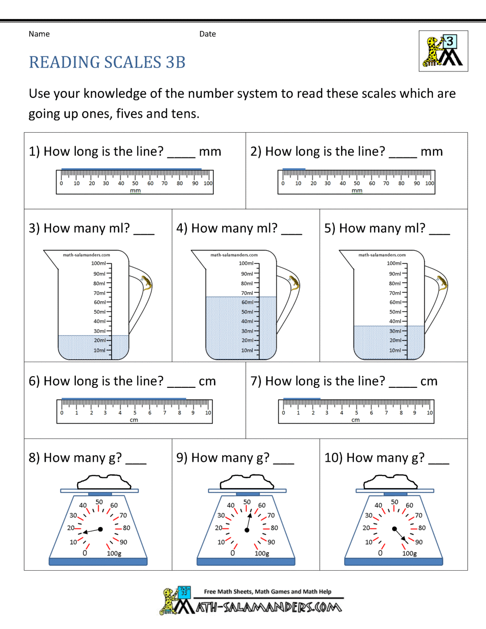 3rd Grade Measurement Worksheets