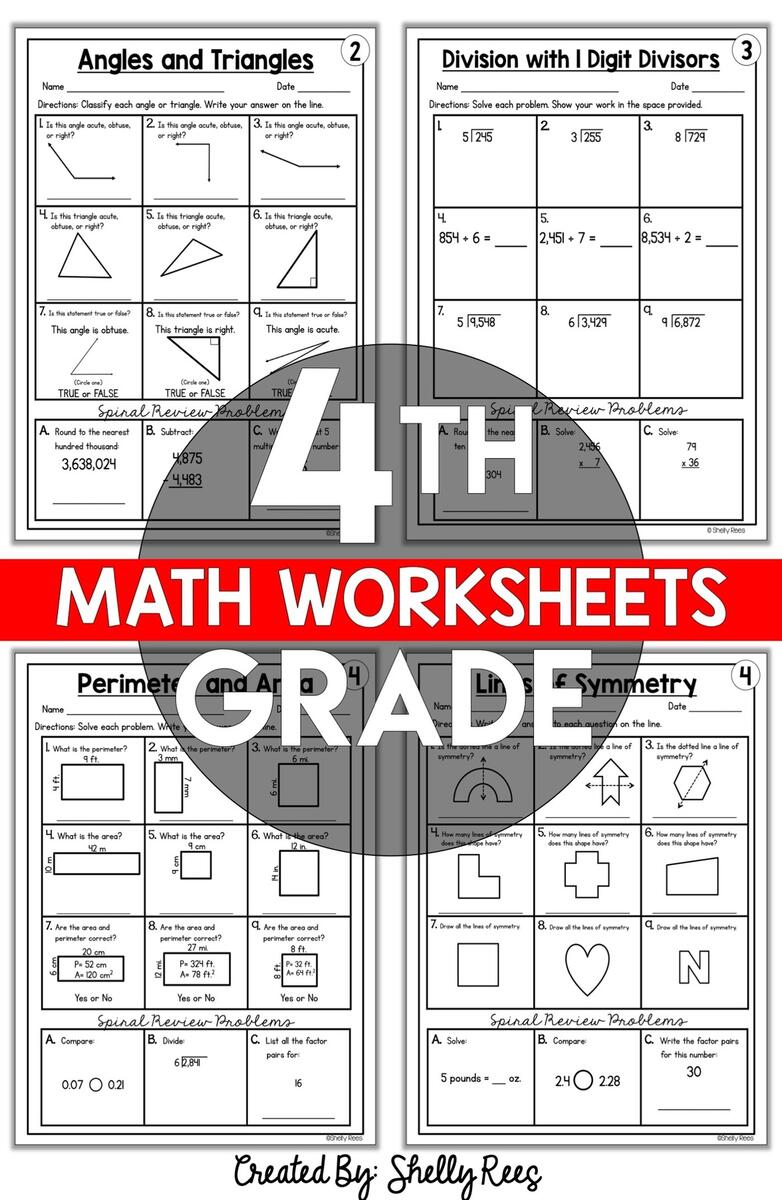 4th Grade Math Spiral Review Worksheets Entire Year Made By Teachers