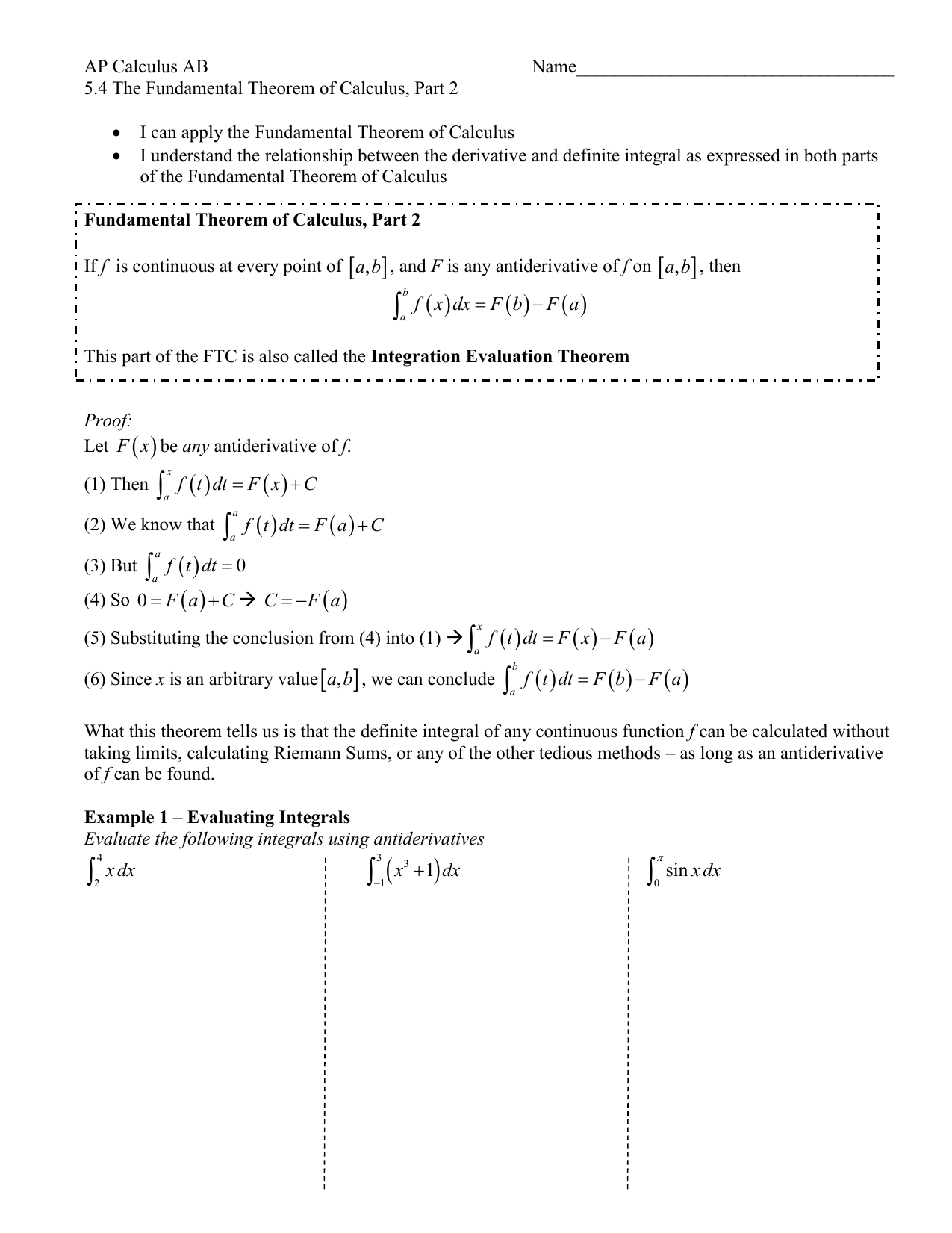 5 4 Fundamental Theorem Of Calculus Part 2