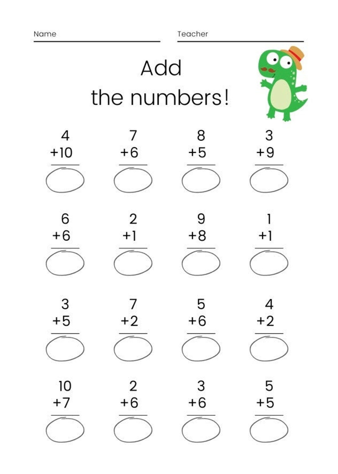5 Simple Addition Worksheets With Numbers 1 10 Etsy 5 Simple Addition Worksheets With Numbers 1 10 Etsy