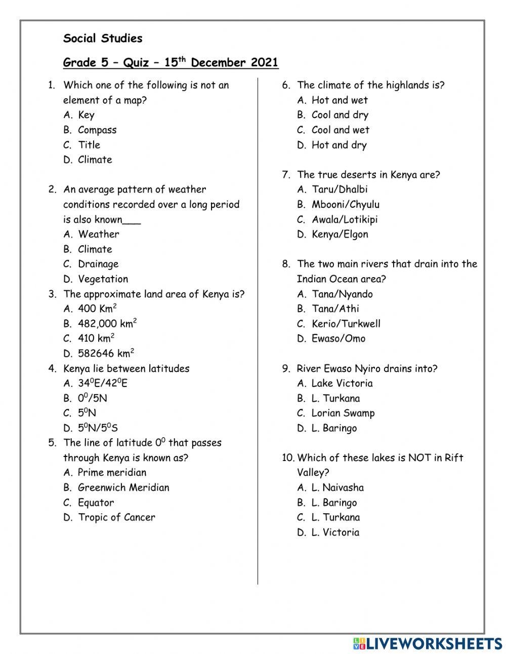 5th Grade Social Studies Worksheets Free Printables Education Worksheets Library