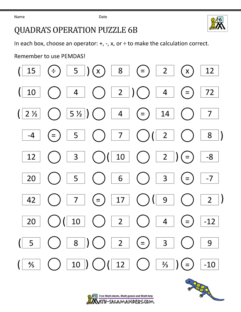Free Math Puzzles Mashup Math Worksheets Library