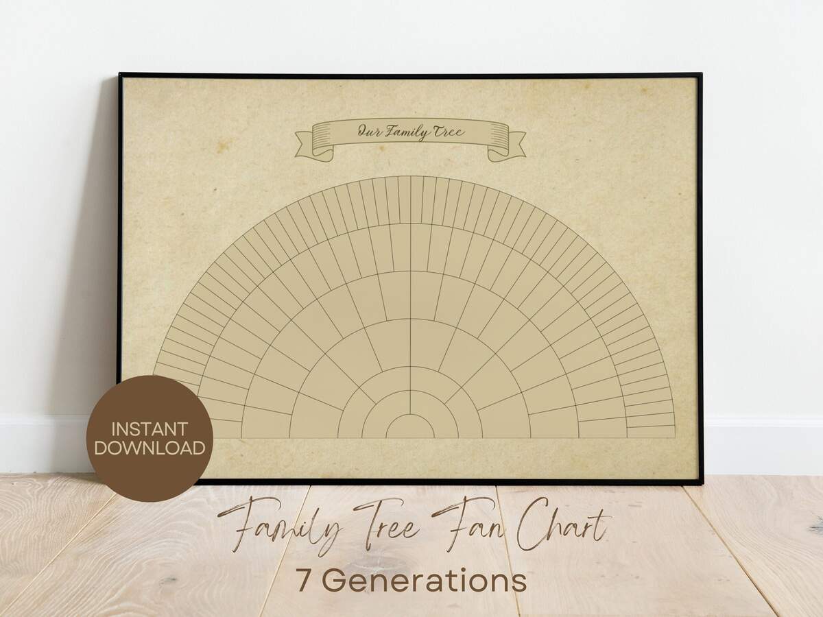 7 Generations Custom Family Tree Fan Chart INSTANT DOWNLOAD Template Family History PDF Form Genealogy Print Ancestry Chart Vintage Etsy