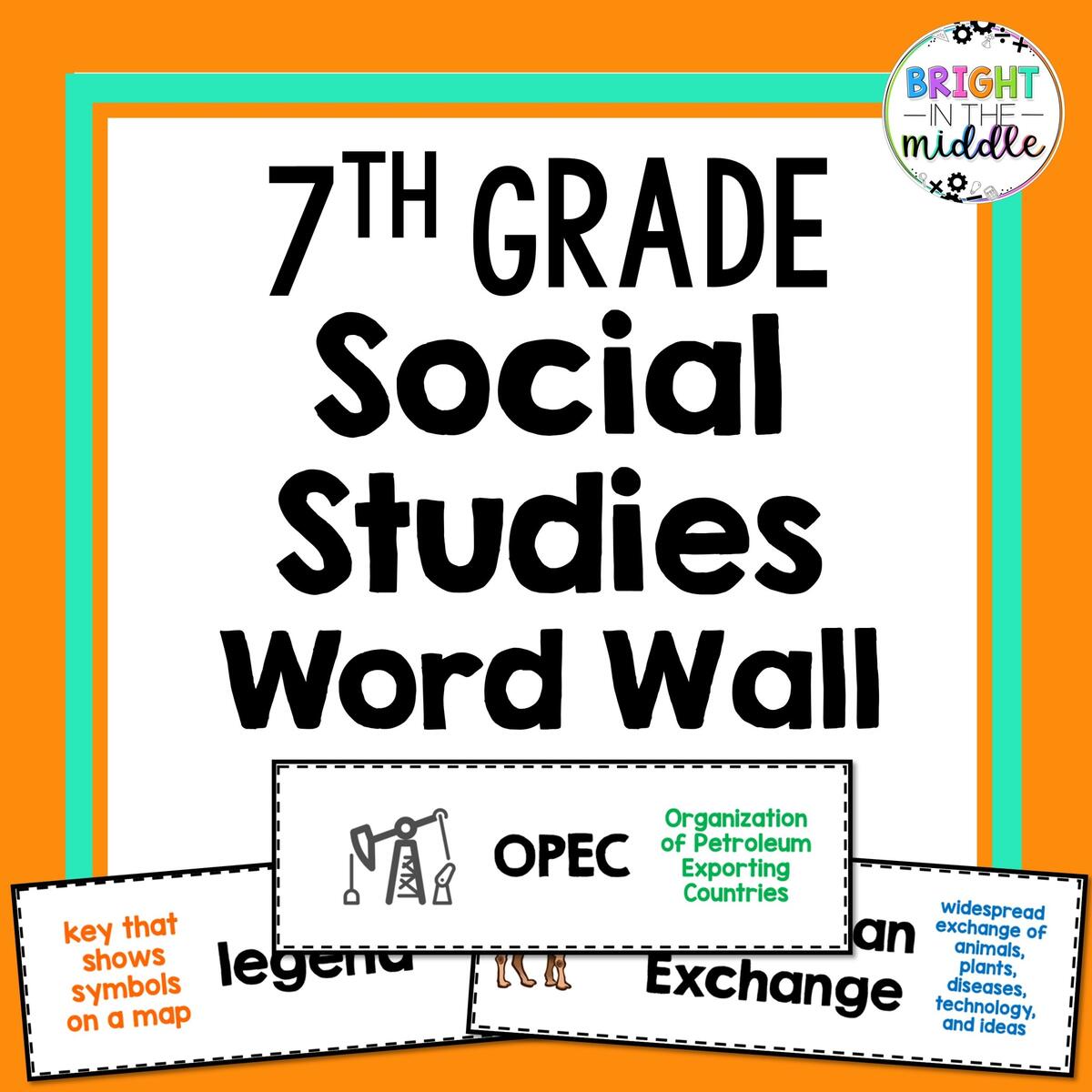 7th Grade Social Studies Word Wall 148 Terms Bright In The Middle
