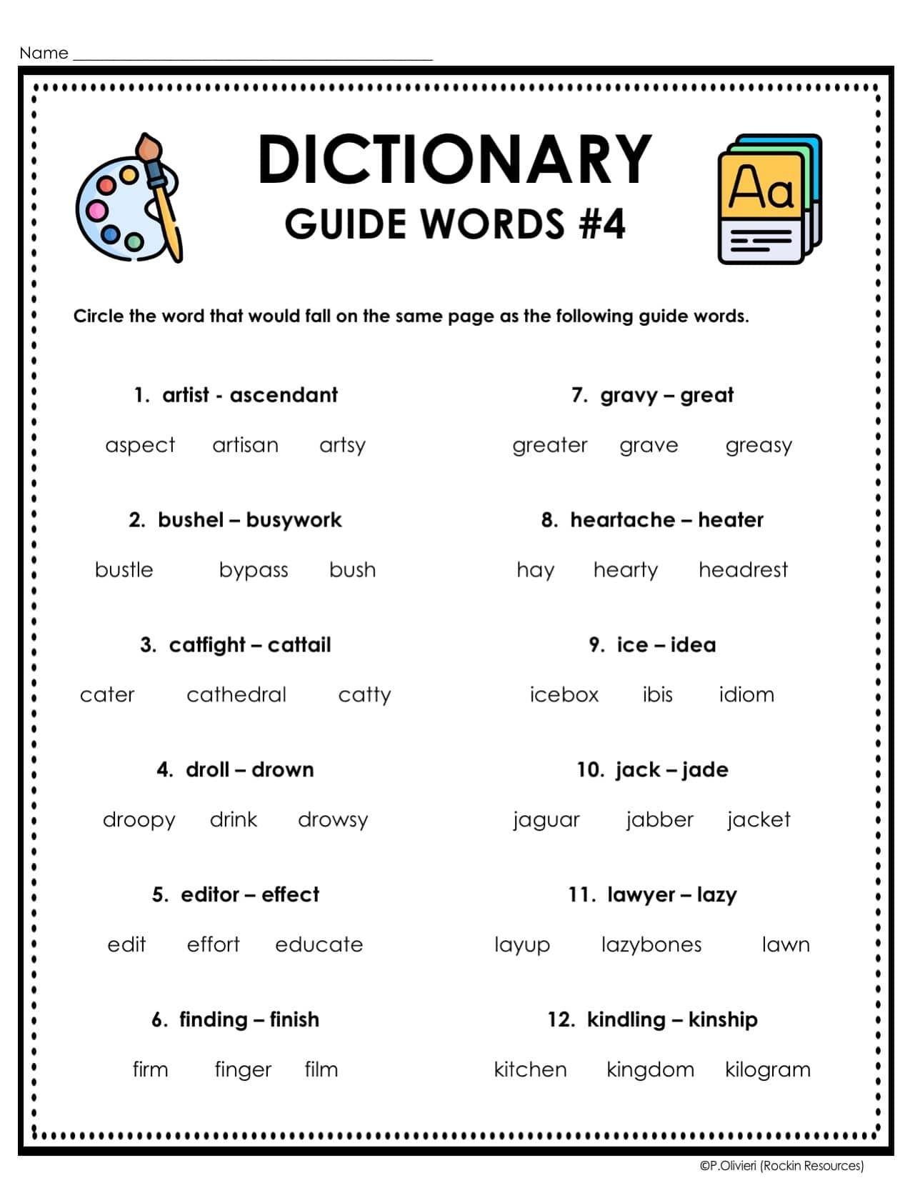 ABC Order Alphabetical Order Worksheets Task Cards Dictionary Guide Words Rockin Resources Alphabet Worksheets Alphabetical Order Worksheets
