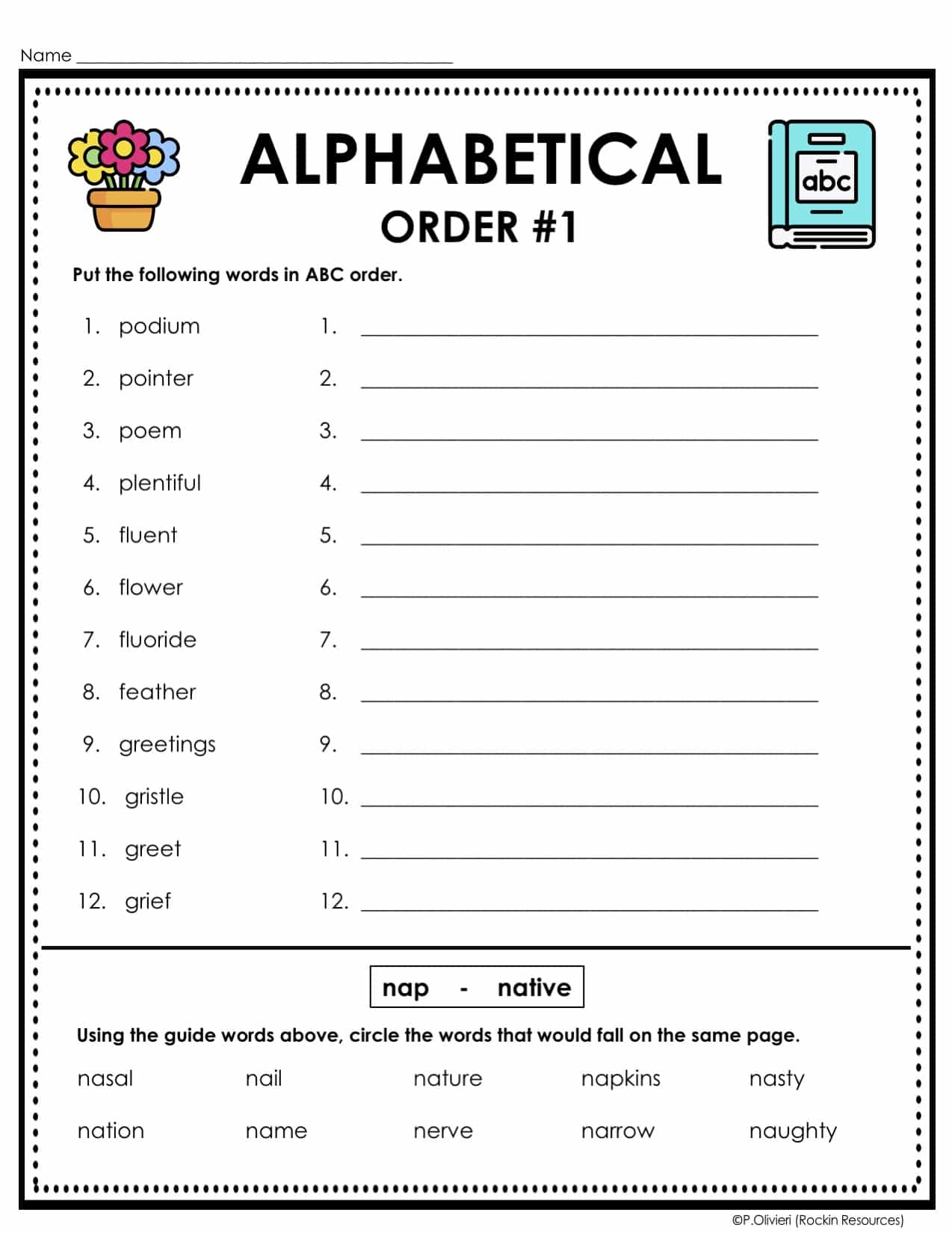 ABC Order Alphabetical Order Worksheets Task Cards Dictionary Guide Words Rockin Resources ABC Order Alphabetical Order Worksheets Task Cards Dictionary Guide Words Rockin Resources