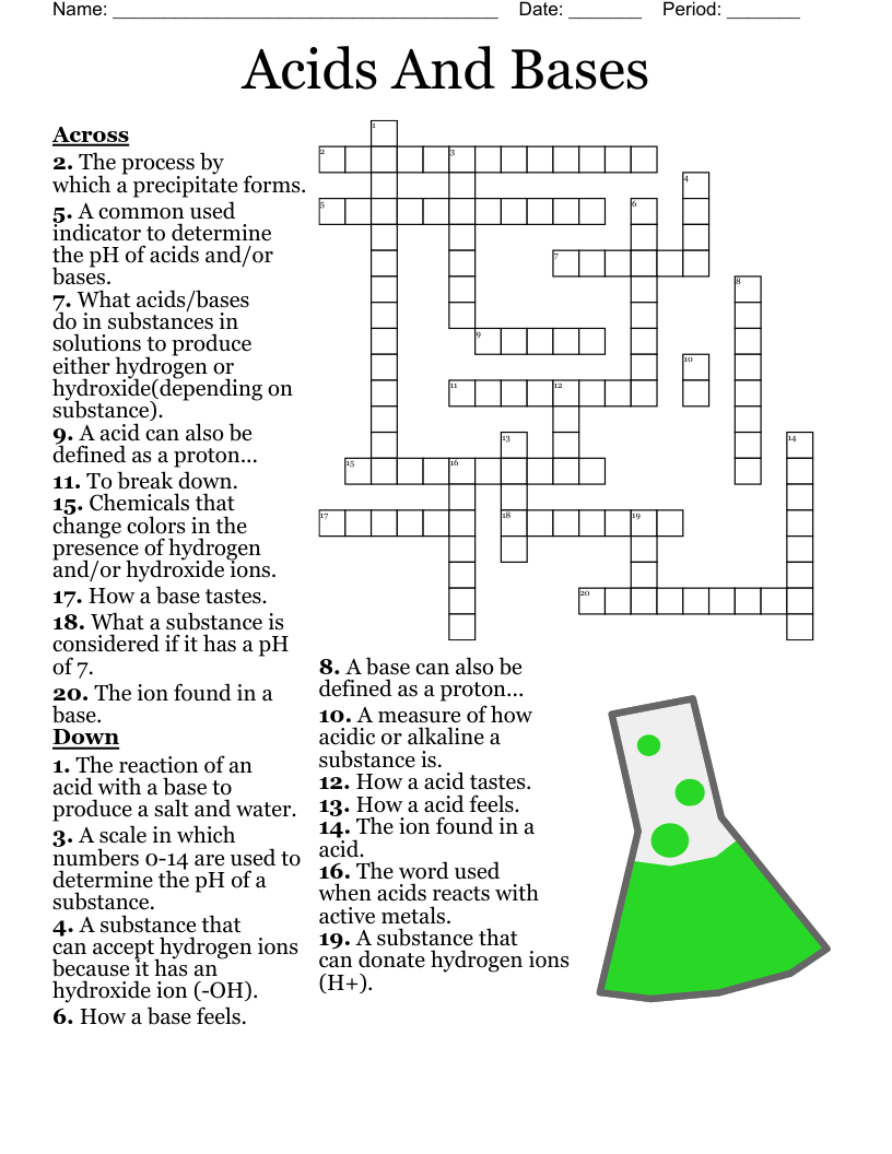 Acids And Bases Worksheet Crossword WordMint Acids And Bases Worksheet Crossword WordMint