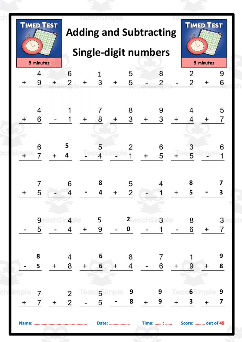 Two Digit Mixed Addition And Subtraction Without Regrouping Worksheets Etsy