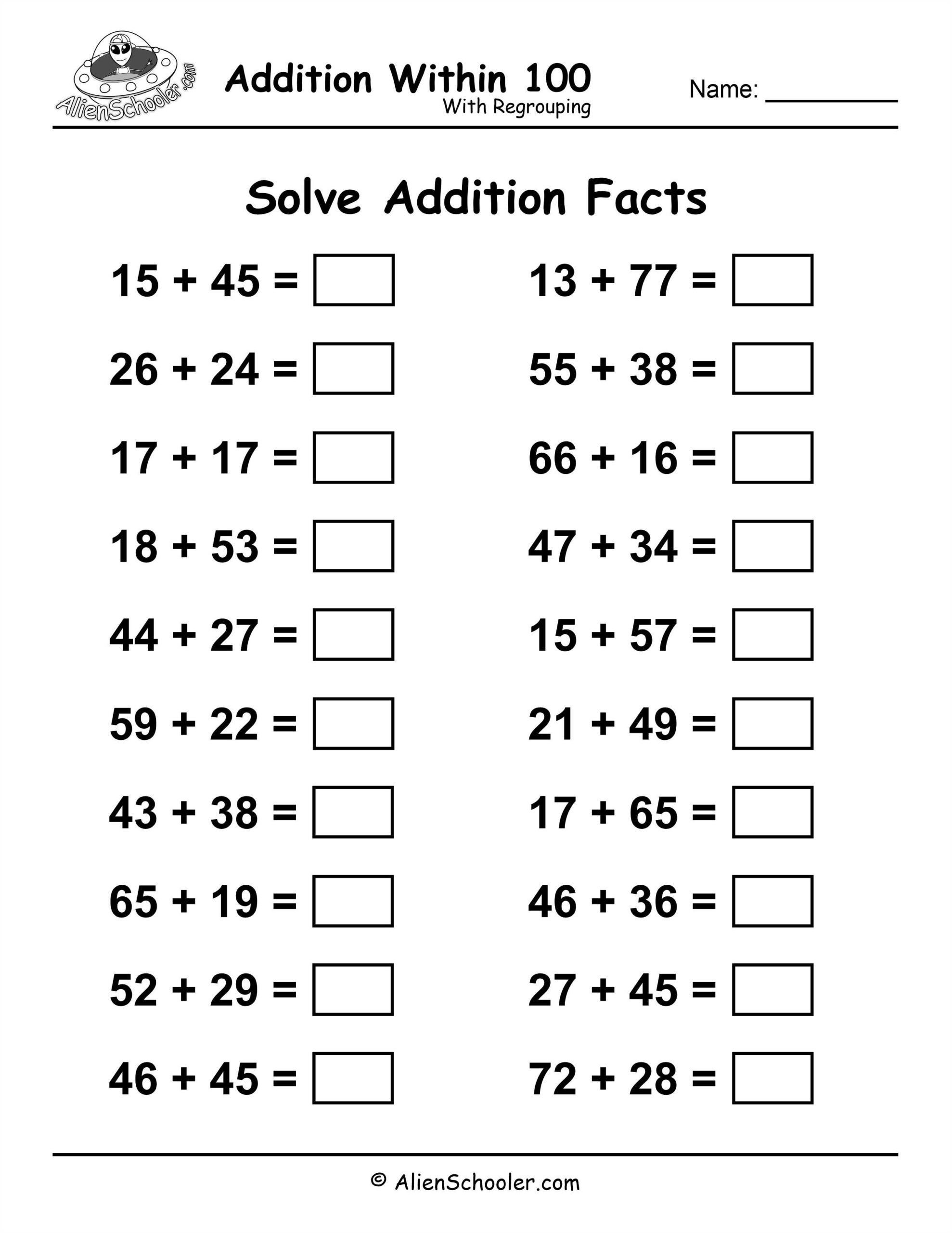 Adding Within 100 Worksheets Free Printables Adding Within 100 Worksheets Free Printables