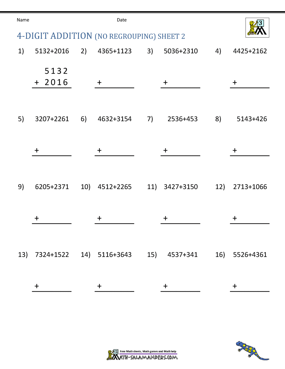 Addition 4 Digit Worksheets 3rd Grade 4 Digits Addition With 4 Addends With Without Regrouping Worksheets Math Problems Teaching Resources