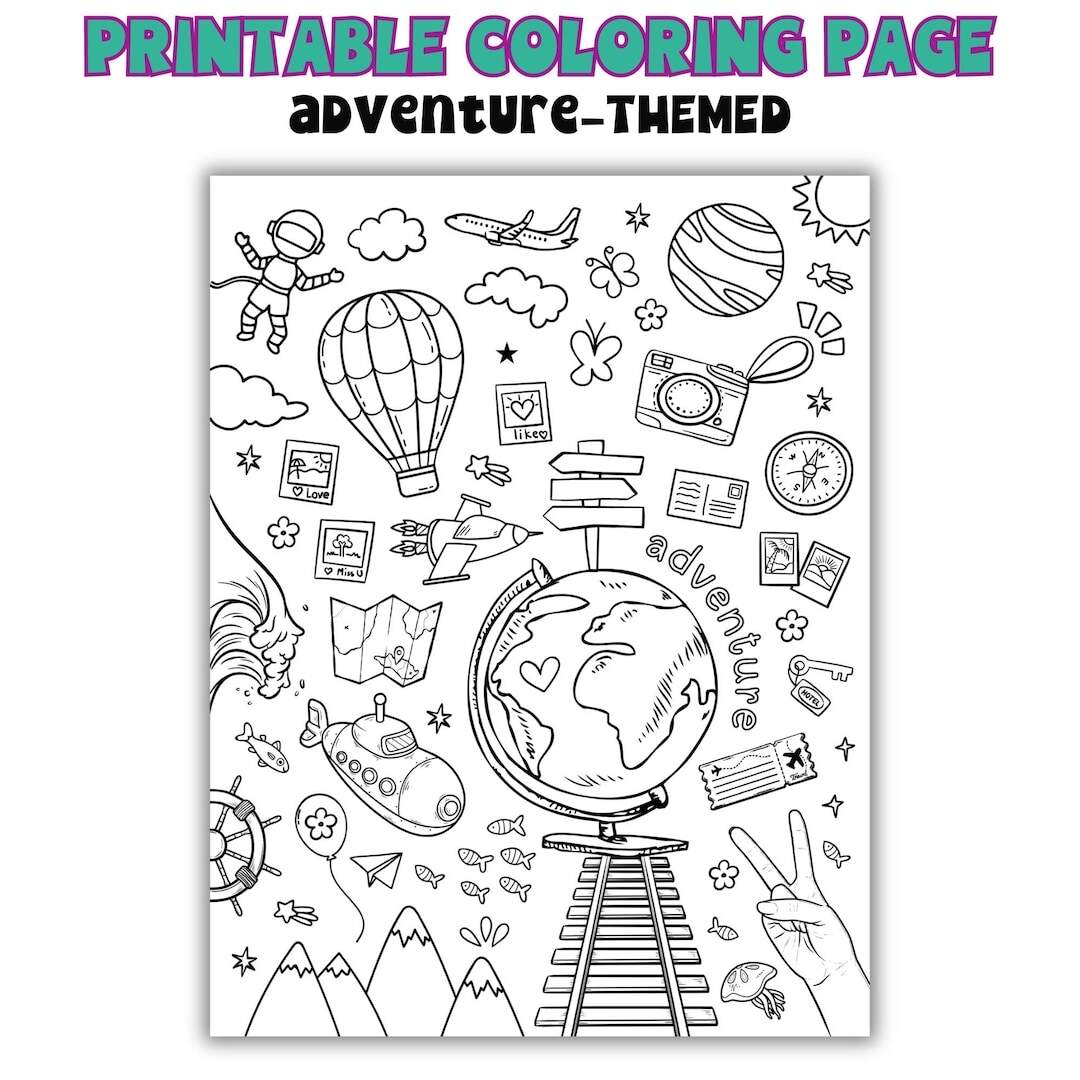 Adventure Coloring Page Printable Kids Activities Etsy