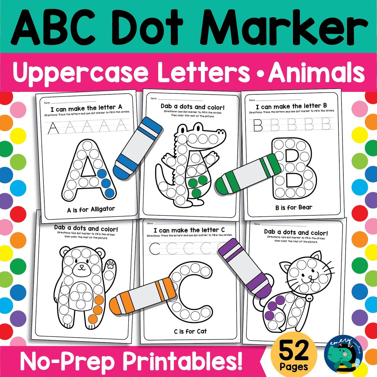 Alphabet Animals Dot Markers Worksheets A Z Do A Dot Printables Made By Teachers