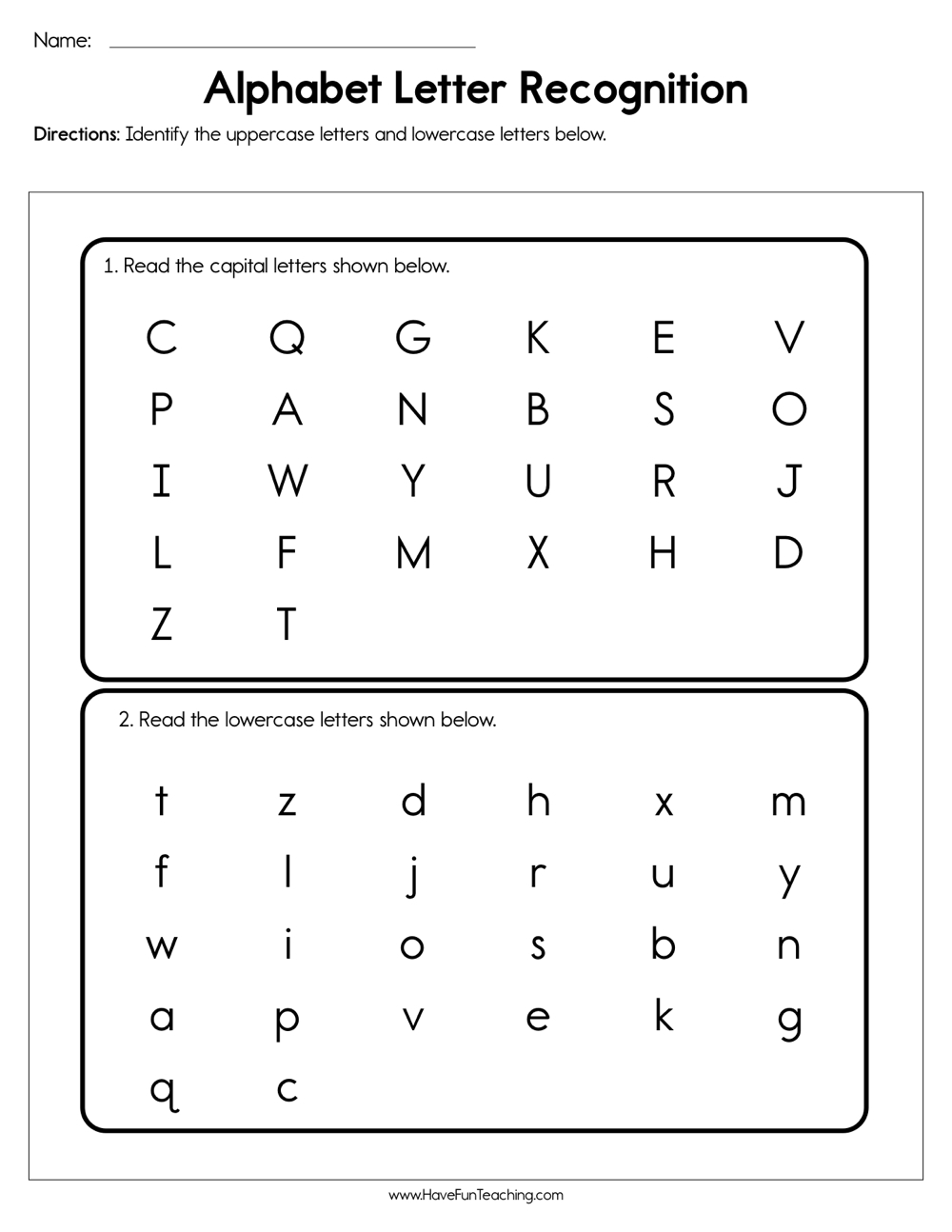 Alphabet Letter Recognition Assessment By Teach Simple FREE Printable Alphabet Letter Recognition Worksheets Pdf A To Z