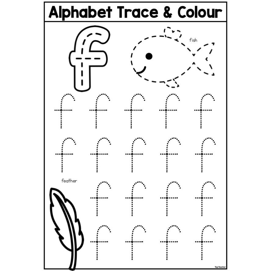 Alphabet Trace Colour Worksheet Letter F Top Teacher Alphabet Trace Colour Worksheet Letter F Top Teacher