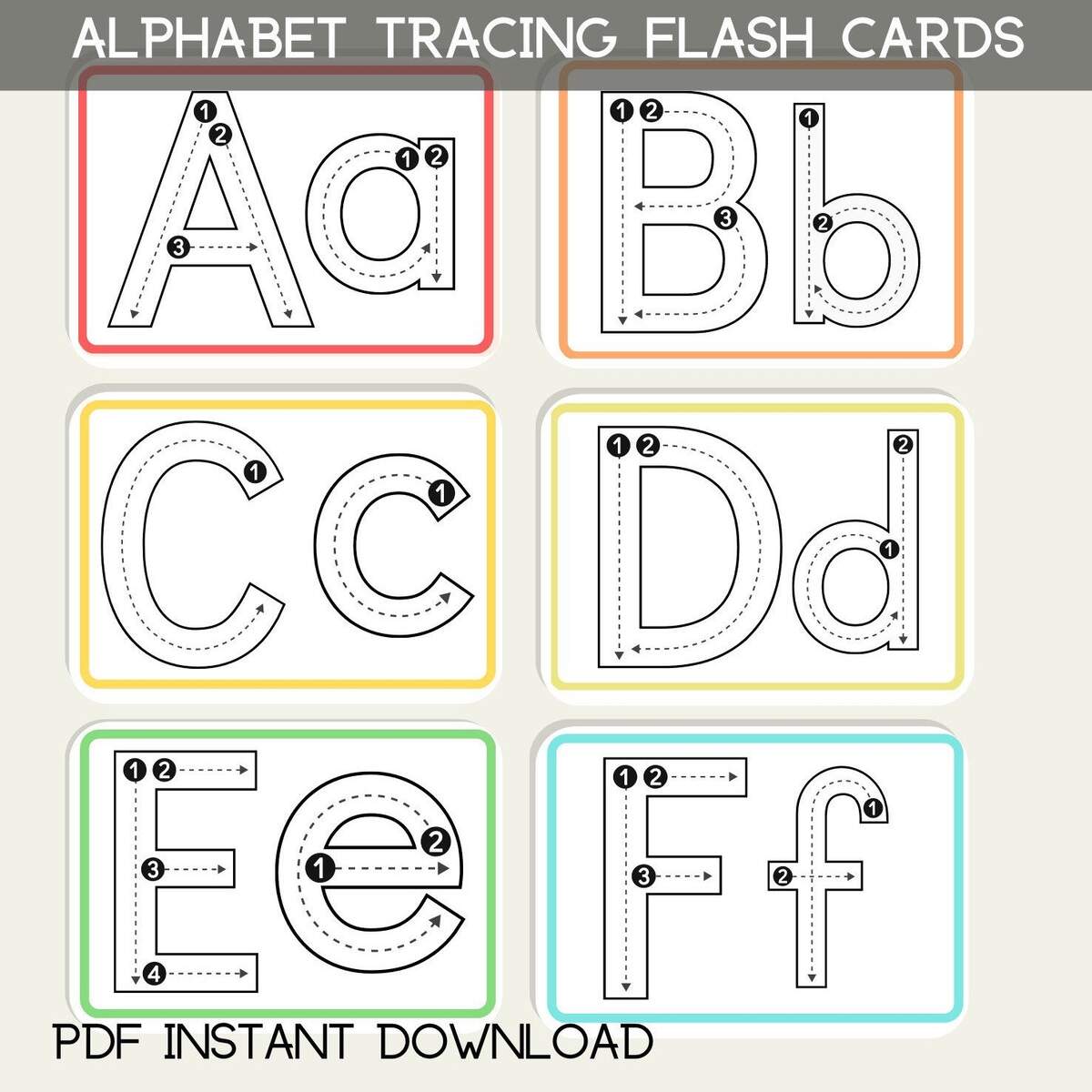 Alphabet Tracing Wipeable Flash Cards Practice Writing Children Kids Preschool First Words Printable Download PDF Etsy