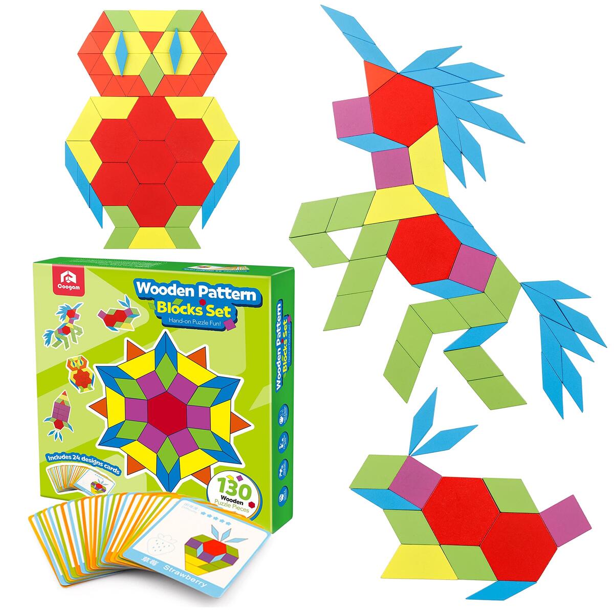 Amazon Coogam Wooden Pattern Blocks Set 130PCS Geometric Color Shape Manipulative Puzzle Graphical Montessori Tangram Early Learning Educational Toys Brain Teasers STEM Gift For Kids With 24 Design Cards Toys Amazon Coogam Wooden Pattern Blocks Set 130PCS Geometric Color Shape Manipulative Puzzle Graphical Montessori Tangram Early Learning Educational Toys Brain Teasers STEM Gift For Kids With 24 Design Cards Toys