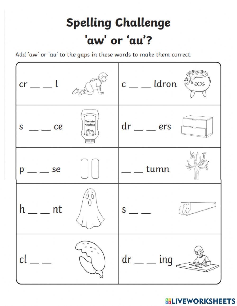 Au Aw Worksheet Worksheet Worksheets Library
