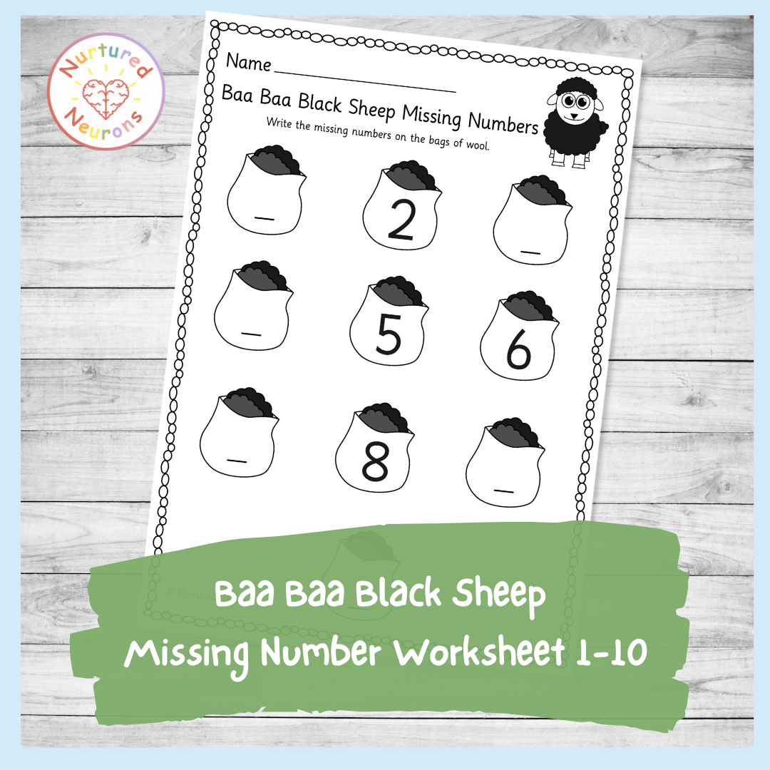 Baa Baa Black Sheep Missing Number Worksheet 1 10 Nursery Rhyme Printable Nurtured Neurons Baa Baa Black Sheep Missing Number Worksheet 1 10 Nursery Rhyme Printable Nurtured Neurons