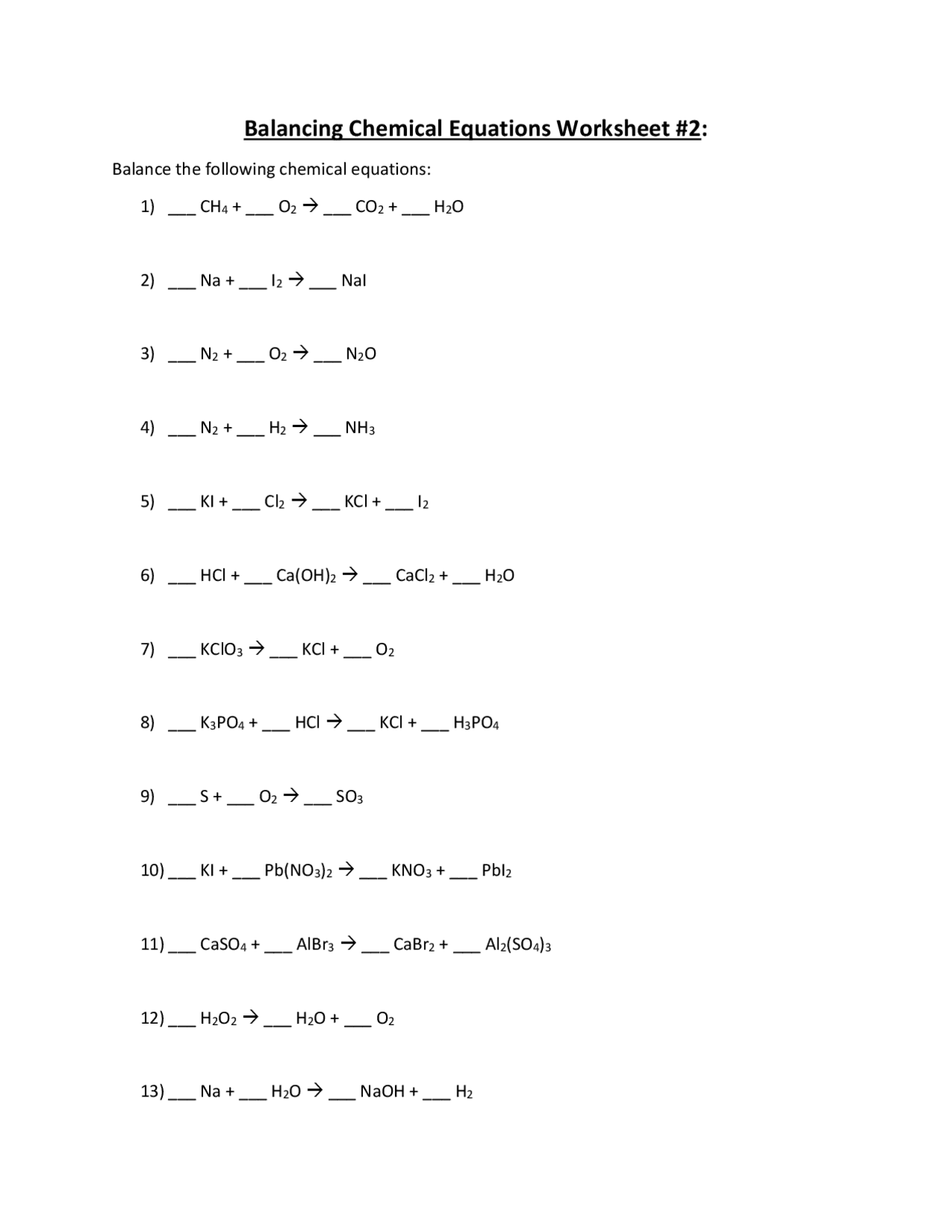 Balancing Chemical Equations Worksheet 2 Study Notes Chemistry Worksheets Library Balancing Chemical Equations Worksheet 2 Study Notes Chemistry Worksheets Library