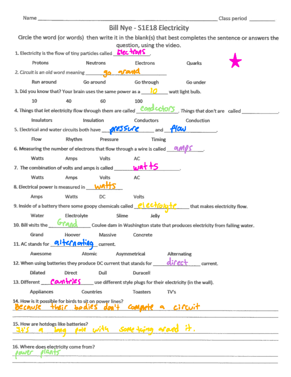 Waves Sound And Light Worksheet Bill Nye