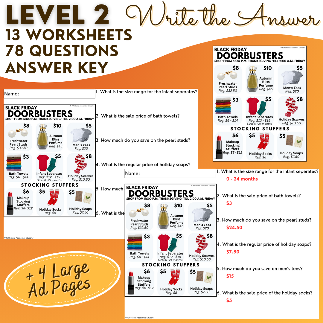 Black Friday Advertisements Flyer Comprehension Functional Text Reading Classful