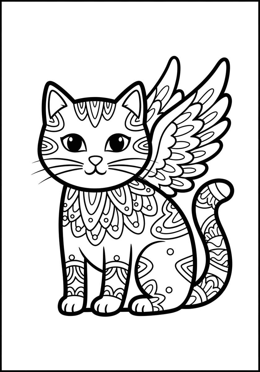 Cat With Wings Coloring Page Free Printable Download