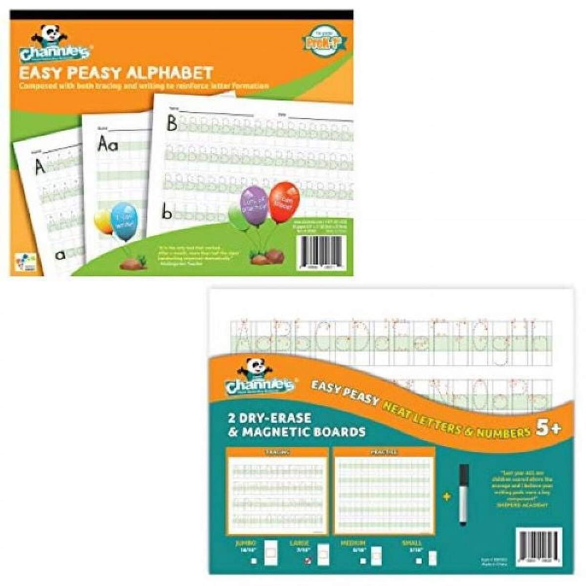 Channie S Easy Peasy Alphabet Handwriting Workbook Visual Dry Erase Alphabet Number Board 2 Pack Walmart Business Supplies